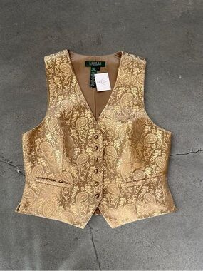 Lauren Ralph Gold Brocade Vest